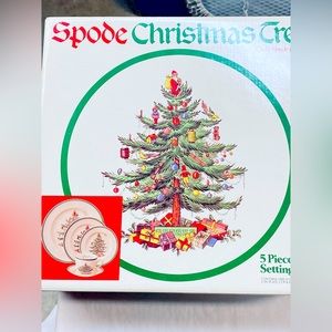 5 PIECE SPODE CHRISTMAS TREE PLACE SETTING BRAND NEW IN BOX